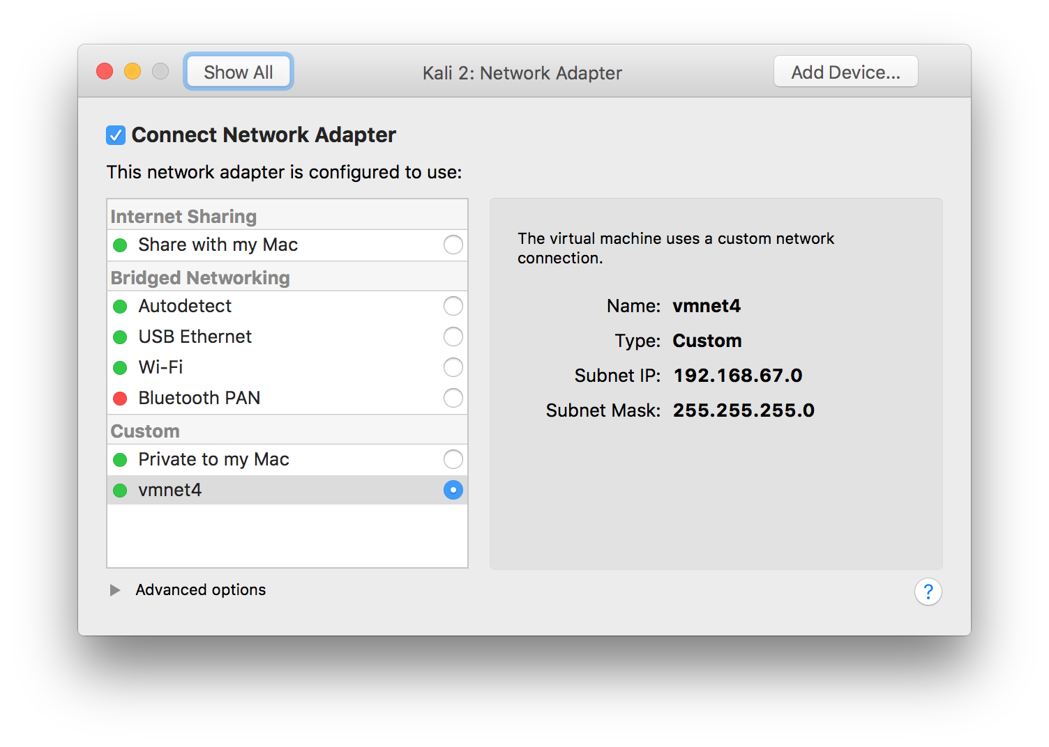 Kali/Rogue AP VM network configuration in VMWare Fusion